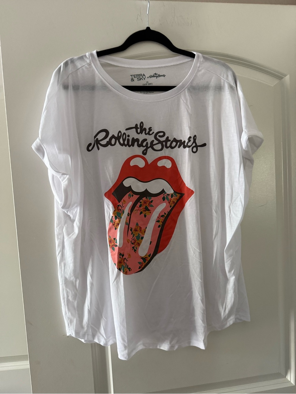Terra & Sky White Tee with Red Floral Tongue Graphic